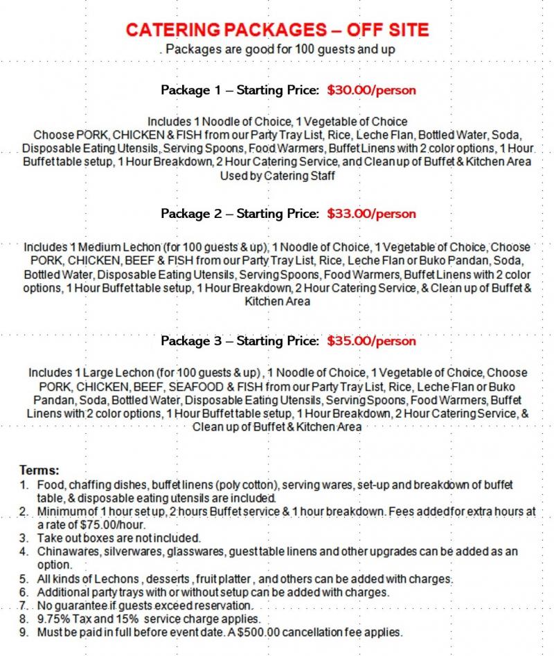 Pinoy Handaan Catering Package